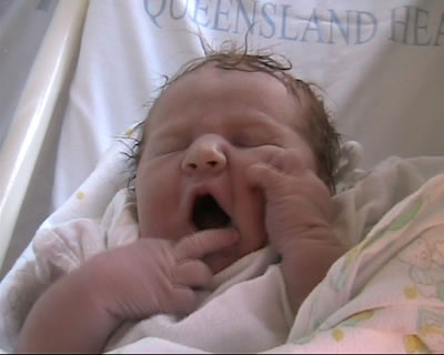 Emma yawning