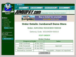 Jumbopay Vault (shown: order summary)